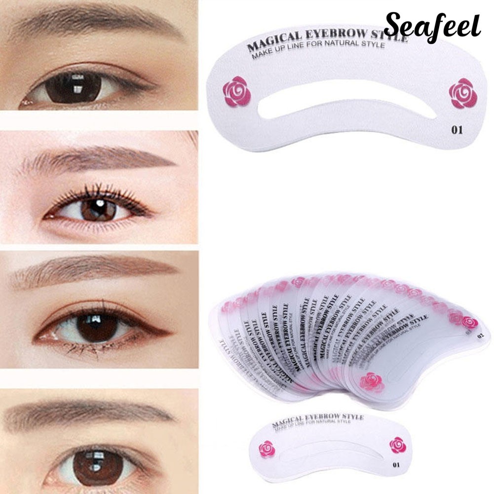 (Hàng Mới Về) Set 24 Khuôn Kẻ Lông Mày Trang Điểm Tiện Dụng