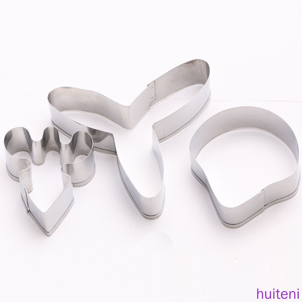 Set 3 khuôn cắt bánh tạo hình hoa lan bằng thép không gỉ