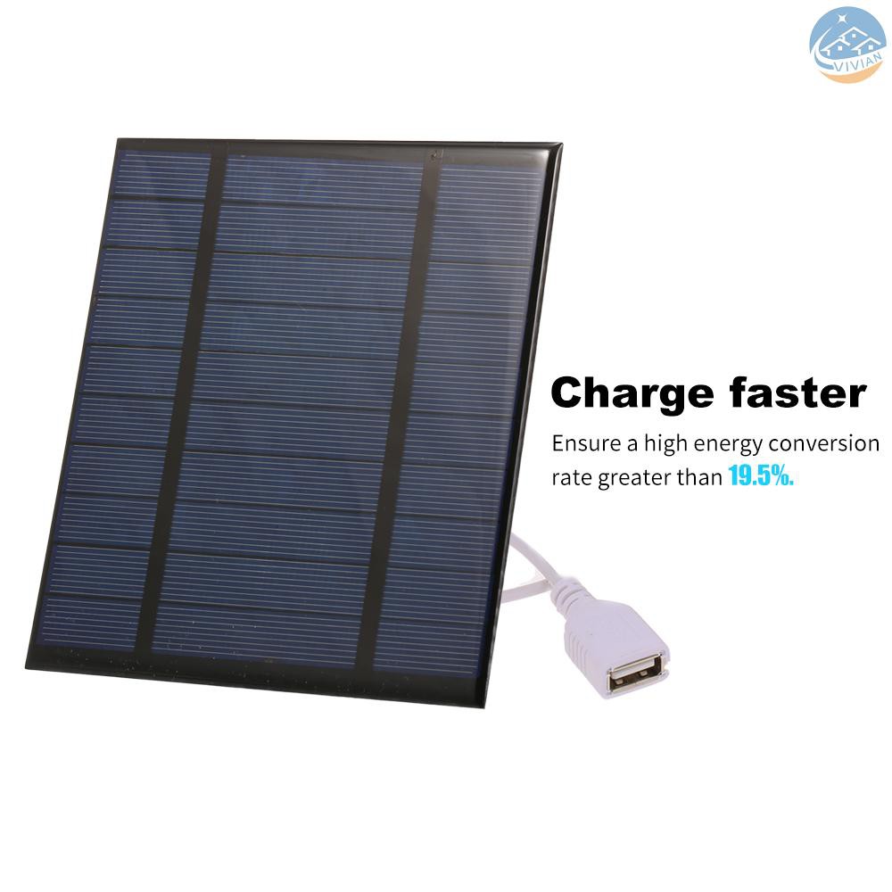 Bộ Sạc Pin Năng Lượng Mặt Trời 2.5w / 5v / 3.7v Có Cổng Sạc Usb Tiện Dụng Khi Đi Cắm Trại