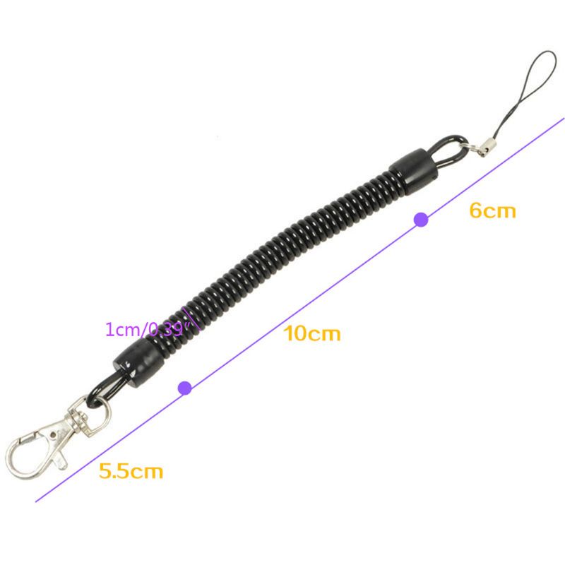 QQ Bộ 10 Dây Móc Khóa Chống Thất Lạc Dạng Xoắn Ốc Màu Đen Có Thể Thu Gọn Cho Thuyền/Ca Nô/Câu Cá