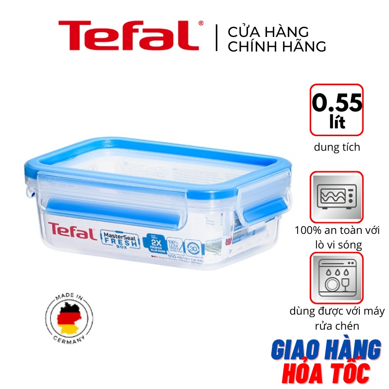 Hộp nhựa vuông Tefal Masterseal Fresh K3021122 - 0.55L - xanh