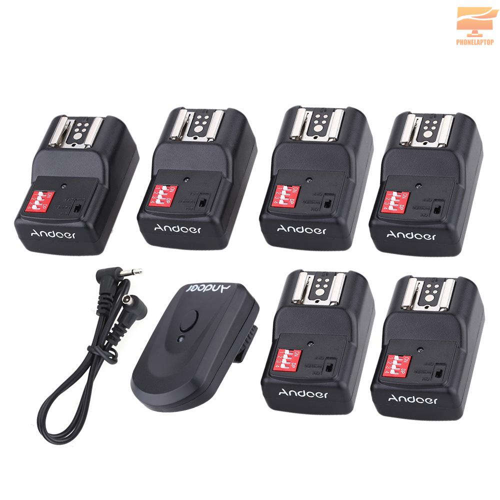 Lapt Andoer 16 Channel Wireless Remote Flash Trigger Set 1 Transmitter + 6 Receivers + SYNC Cord 30m/98.4ft Range Replacement for Canon Nikon Pentax Olympus Sigma Sunpak Vivitar Neewer TT560 Andoer AD-560II YongNuo Speedlite with Universal Hot Shoe