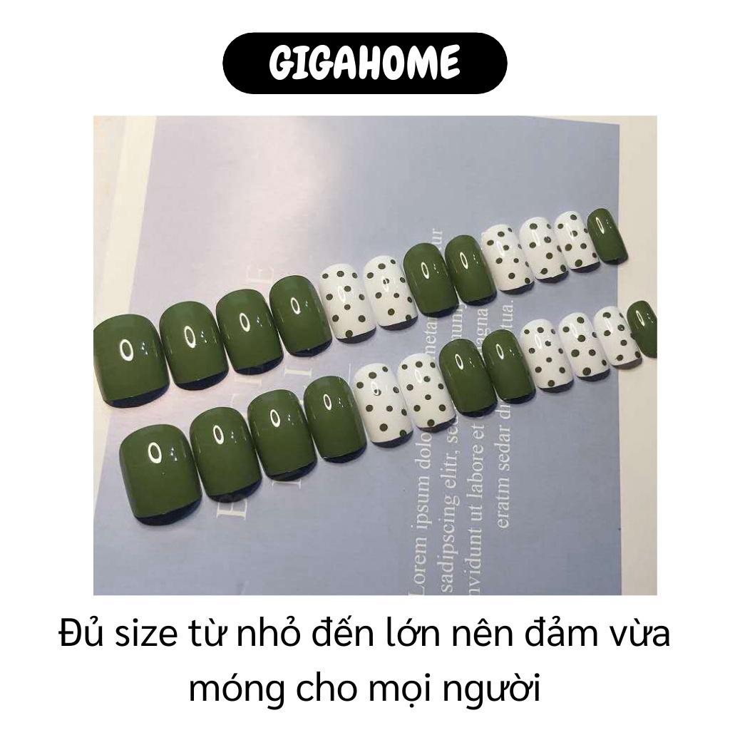 Móng Tay Giả GIGAHOME Bộ Nails 24 Móng Giả Màu Xanh Chấm Bi Đa Dạng, Thời Trang Nữ 8979