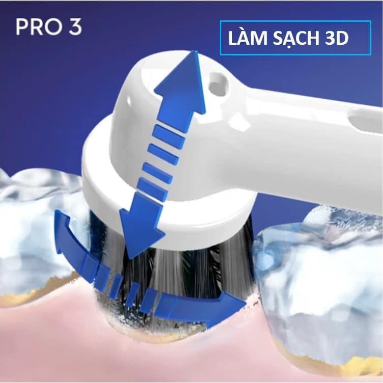 Bàn Chải Điện Oral-B Pro 3 3000 - Cảm Biến Lực 360°, Pin Li-ion, Hẹn Giờ ProTimer, 3 Chế Độ Chải Răng