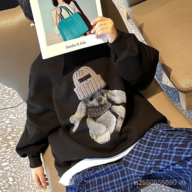 Áo Sweater Vải Lanh Lông Cừu Phong Cách Đường Phố Phương Tây Thời Trang Thu Đông Mới Cho Bé Trai