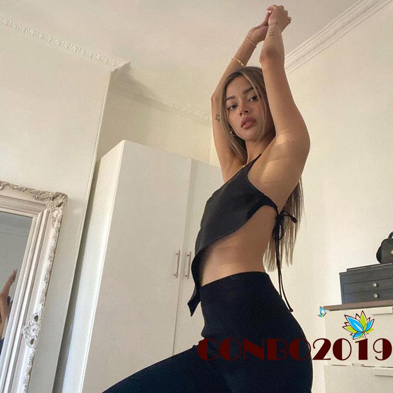 Áo Crop Top Hai Dây Hở Lưng Màu Trơn Thời Trang Xuân Hè Cho Nữ
