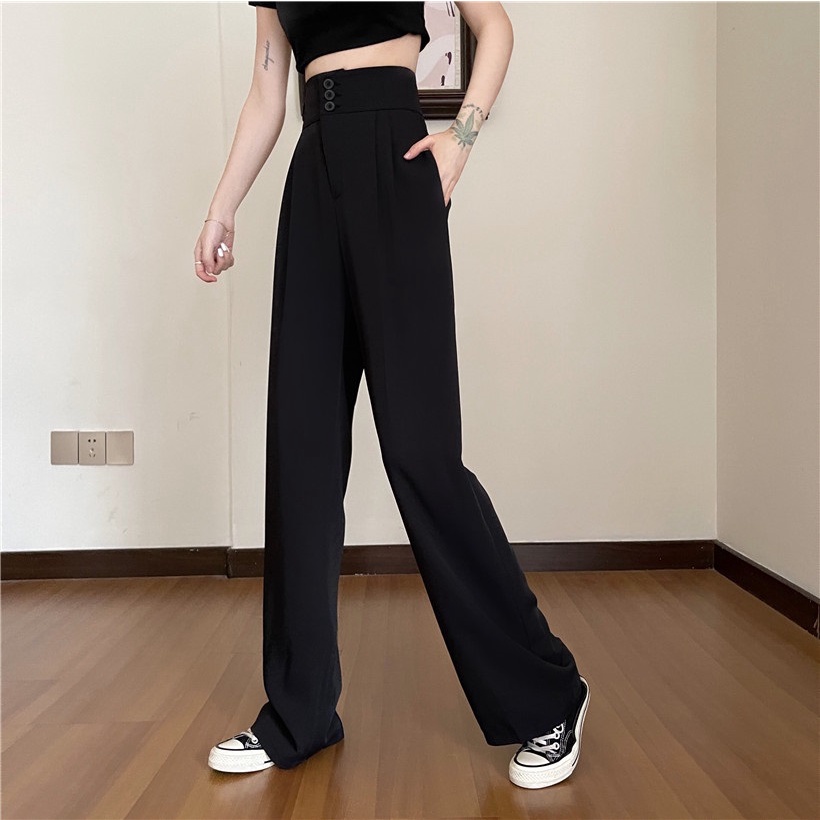 Lưng Cao 8cm, 3 Tầng Cúc, Quần Ống Rộng Nữ Vải Tuyết Mưa Chuẩn Store, Có Big Size Over size tới 89Kg