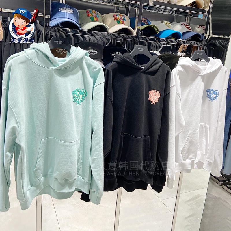 ADLV Áo hoodie họa tiết trái tim phong cách Hàn Quốc mới cho nam và nữ