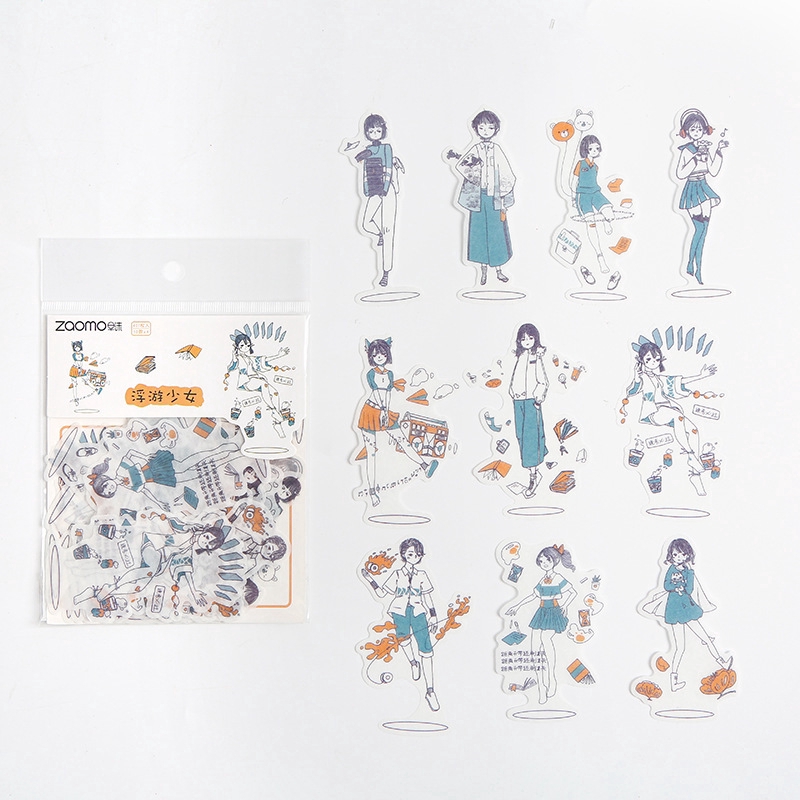 Bộ 40 sticker hình nhân vật anime dán trang trí sổ tay/ nhật ký/ album trang trí DIY