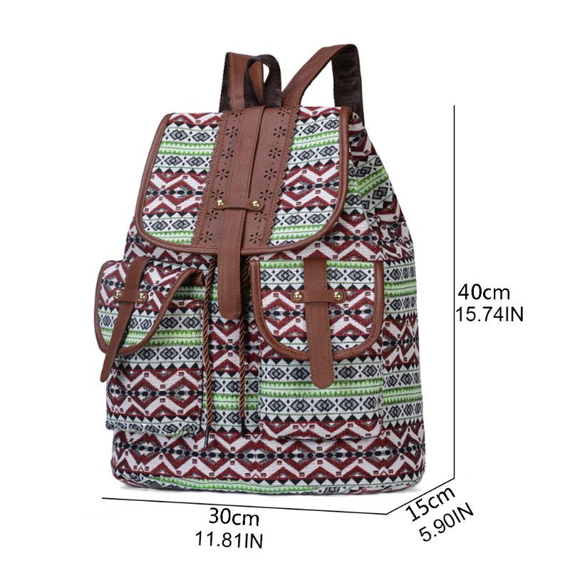 Ba Lô Canvas Họa Tiết Thổ Cẩm Vintage Cho Nữ