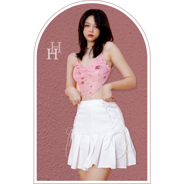 Áo croptop yếm in hoa rút ngực sexy HAC107-Hỉn Hỉn Store