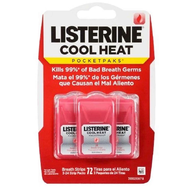 Miếng ngậm thơm miệng Listerine Pocketpaks Cool Heat 72 miếng (Vị quế)