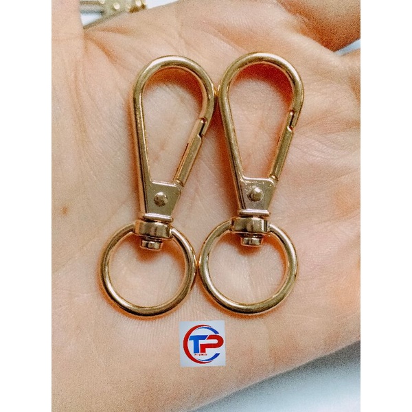 Set 2 móc khoá 5 phân inox màu vàng bền đẹp làm phụ kiện quay túi xách ba lô