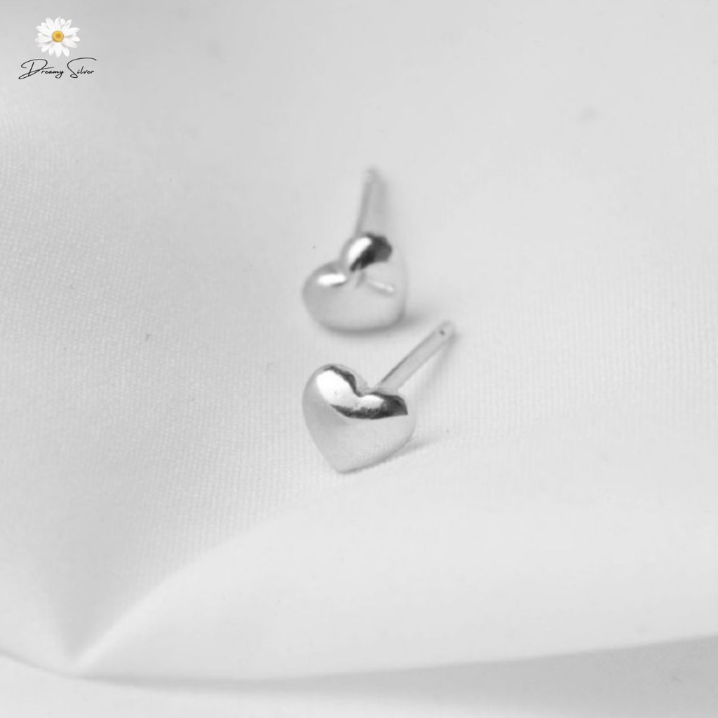 Khuyên tai bạc nữ Dreamy Silver, bông tai bạc 925 hình tim béo nhỏ nhắn xinh xắn KT315