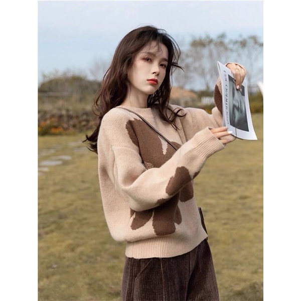 Maihuong⚡️ÁO LEN LÔNG THỎ CHỮ NỔI 2 MÀU HỒNG BE CHO NỮ GIÁ TỐT