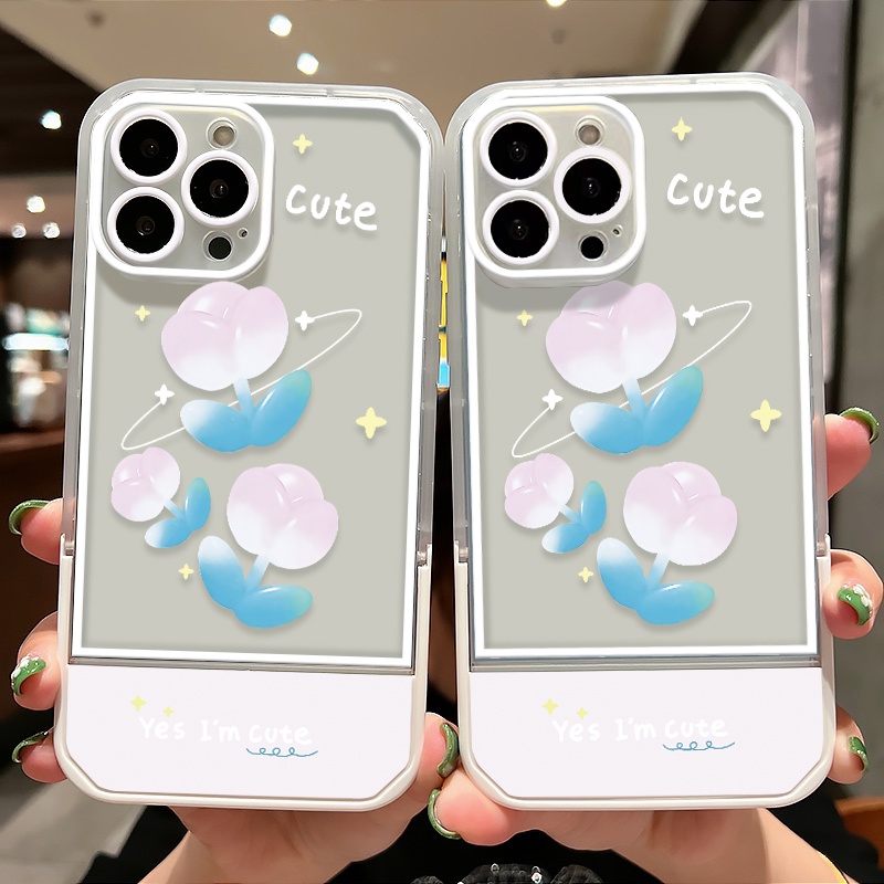 Ốp Điện Thoại TPU Silicon Mềm Trong Suốt Có Giá Đỡ Hình Hoa Cho iPhone 13 12 11 10 Pro XS Max X XR 8 7 6 6S Plus SE 2020