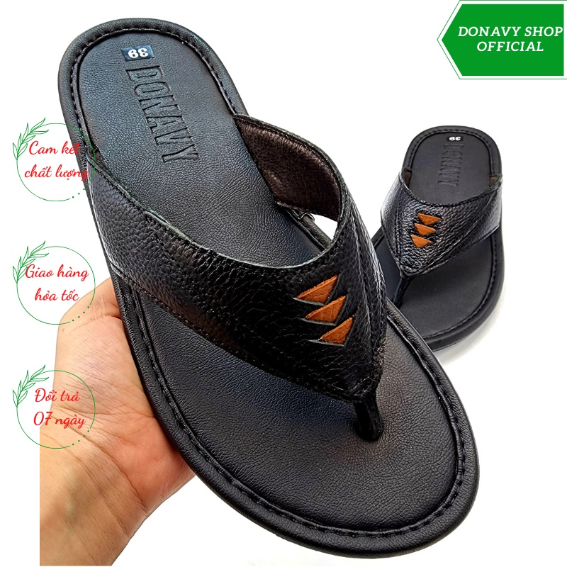 Dép Xỏ Ngón Nam Da Bò 100% - Quai Kiểu 03 Tam Giác Trẻ Trung - May Quai Chắc Chắn D.k3g