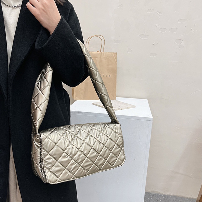 Túi Đeo Vai Hình Vuông Bằng Nylon Màu Trơn Thời Trang Cho Nữ