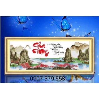 Tranh thêu chữ thập cha mẹ 222810  kt 124x55cm