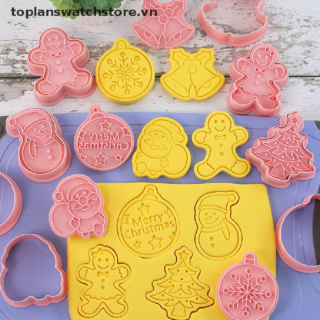 Set 8 Khuôn Cắt Bánh Quy Tạo Hình Chủ Đề Giáng Sinh 3D