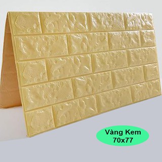 Combo 10 tấm xốp dán tường màu vàng kem