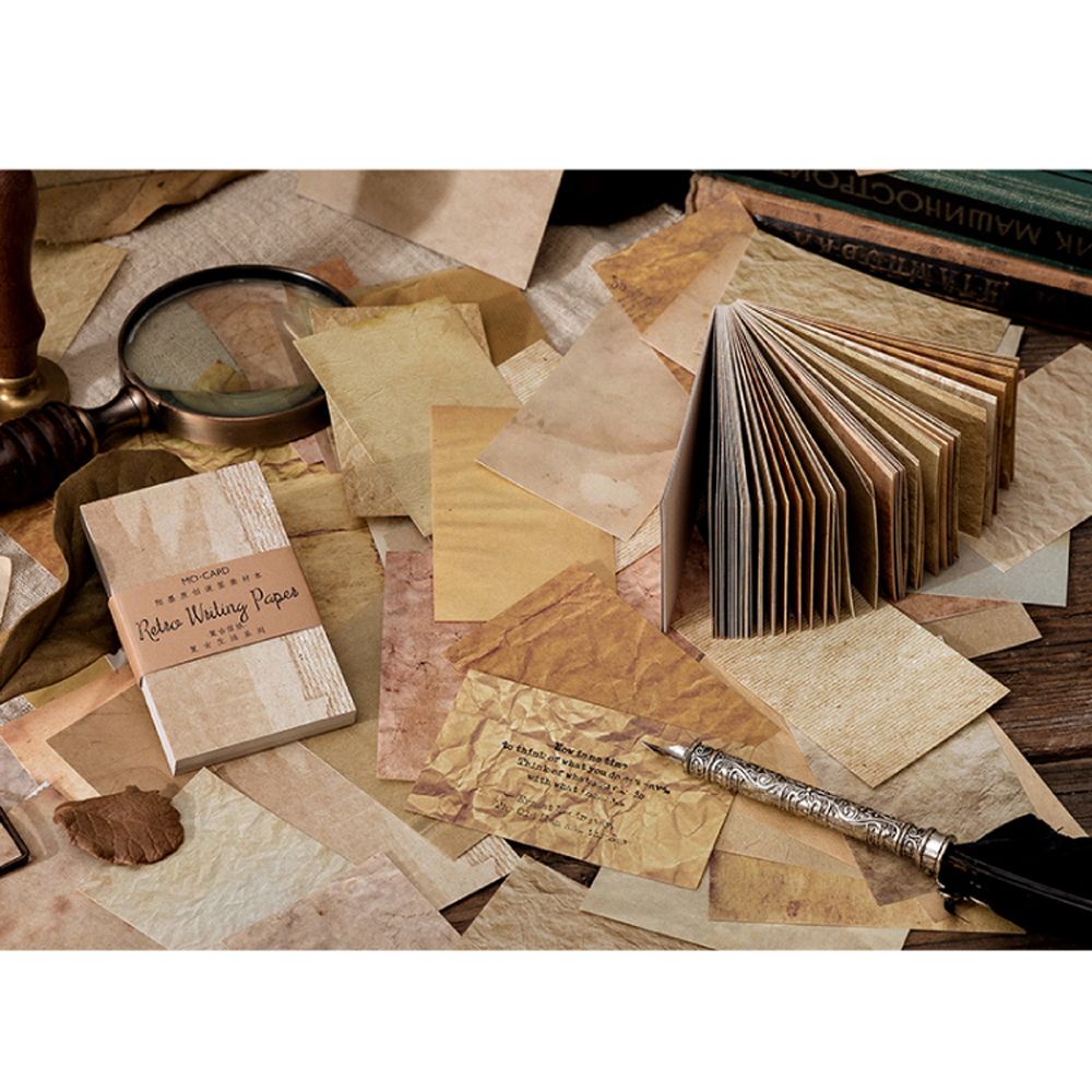 Bộ 60 tờ giấy trang trí sổ tay hình dấu chân phong cách cổ điển