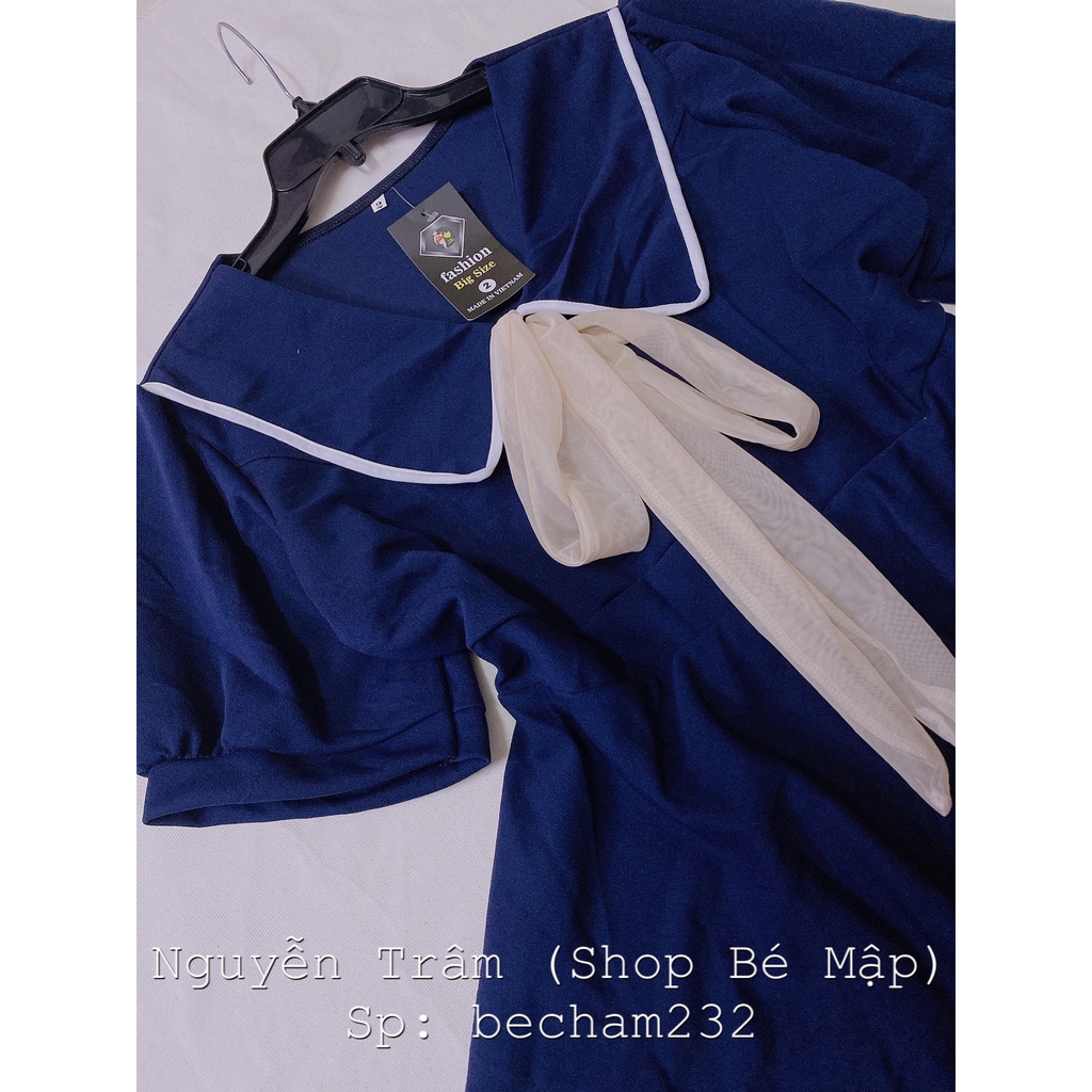 Set Áo Peplum Cổ Peter Viền Cột Nơ Quần Dài BigSize 65-85Kg