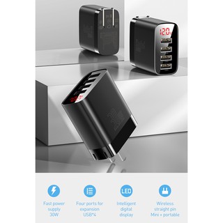 Sạc Baseus 4 USB 30W Mirror Lake Digital -CCJMHB