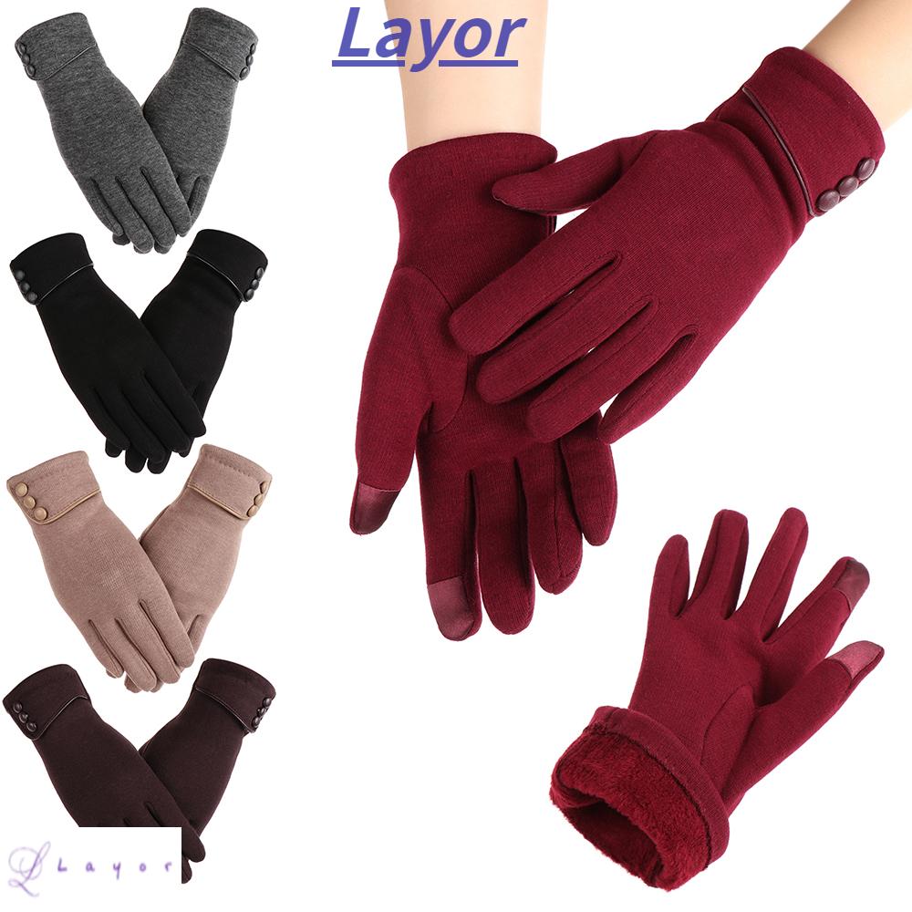 Găng tay vải nhung dày giữ ấm mùa đông chống gió nhiều màu sắc tùy chọn sử dụng được màn hình cảm ứng thời trang cho nữ