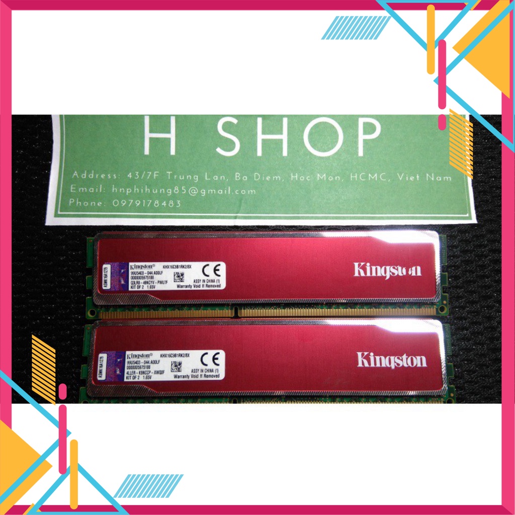 QUÁ LÀ RẺ Ram tản nhiệt 8Gb ddr3 bus 1600 - 12800u, Kit (2x4Gb), hiệu Kingston HyperX chính hãng, bảo hành 3 năm $$$