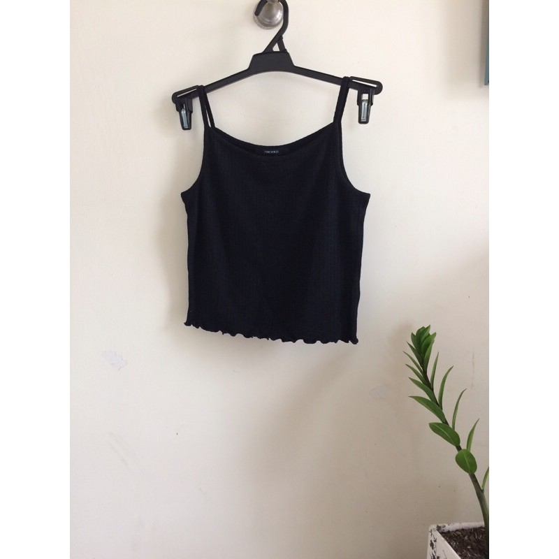 Áo croptop 2 dây đen cuốn biên (TINY SHOP VNXK)