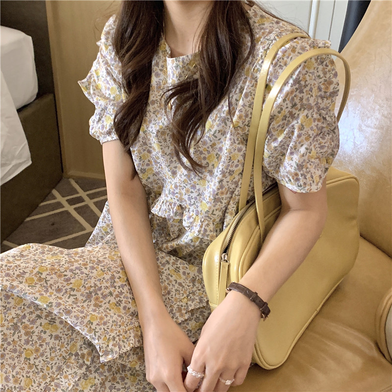 Đầm Hoa Tay Phồng Phong Cách Hàn Quốc 42981