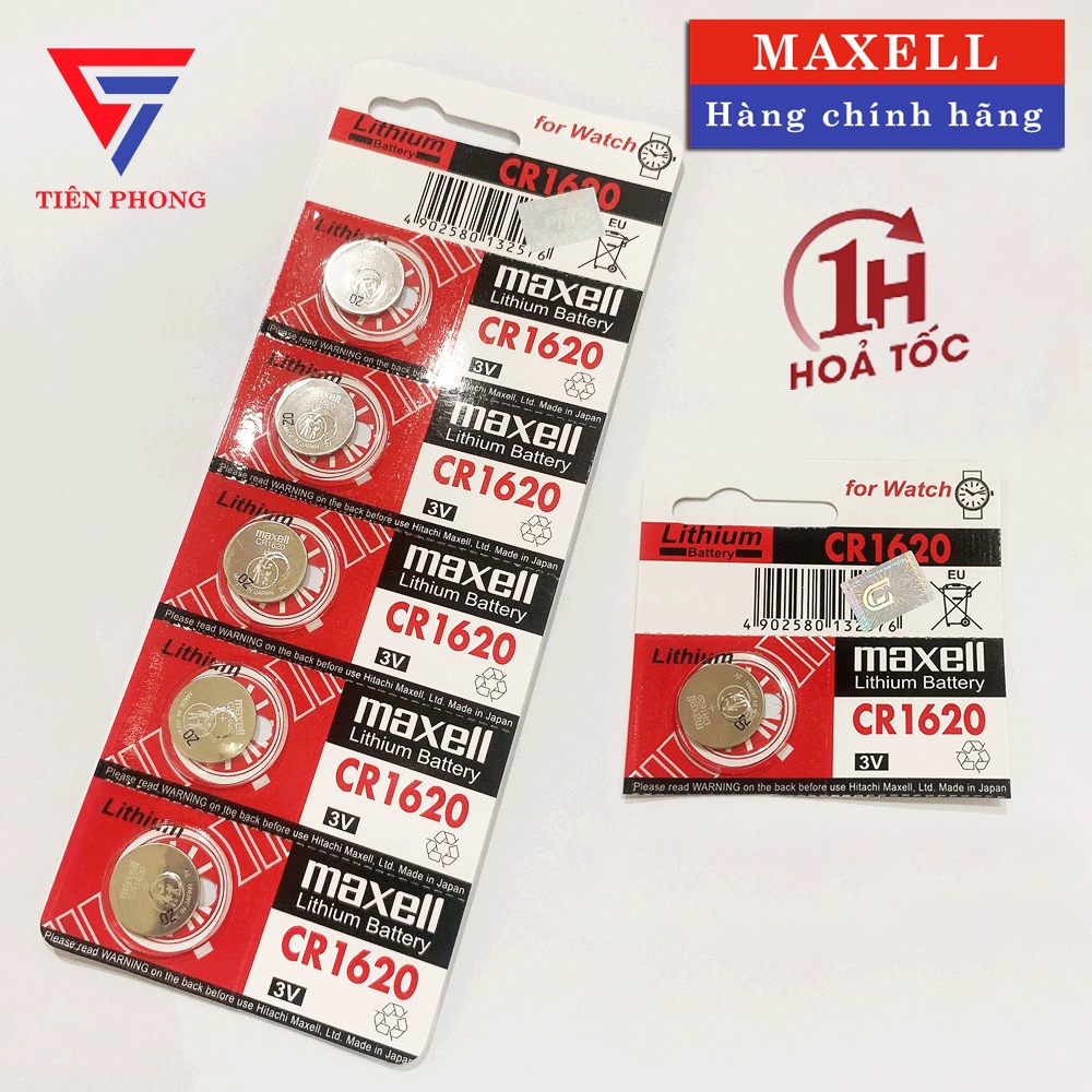 5 Viên Pin cúc áo CR1620 Maxell 1620 chính hãng - Pin cho điều khiển, thiết bị y tế,...