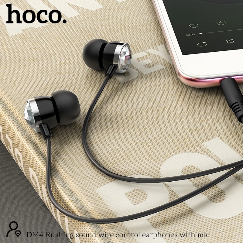 Tai nghe Hoco DM4  dài 1,2m  tương ứng với nhiều thiết bị hỗ trợ jack 3,5mm