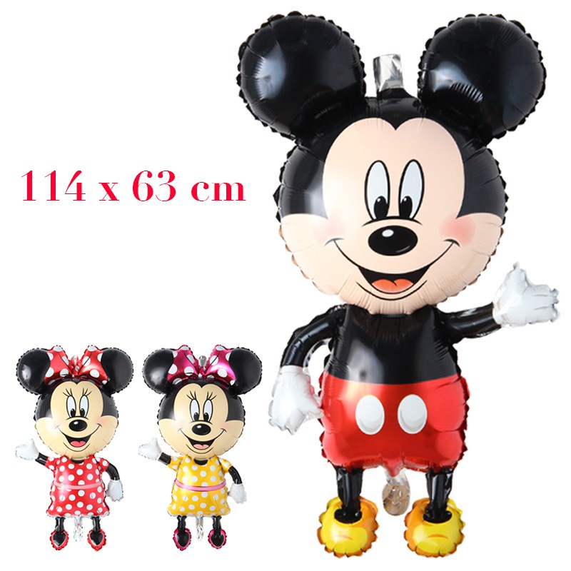 Bong Bóng Lá Nhôm Hình Mickey Minnie 3D 114CM Trang Trí Tiệc Cổ Điển Cho Bé