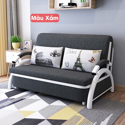 [Có video]Giường Sofa Thông Minh Giá Rẻ - Giường Gấp Thành Ghế Sofa Thông Minh Kích thước 1m6x1m9 Khung Thép