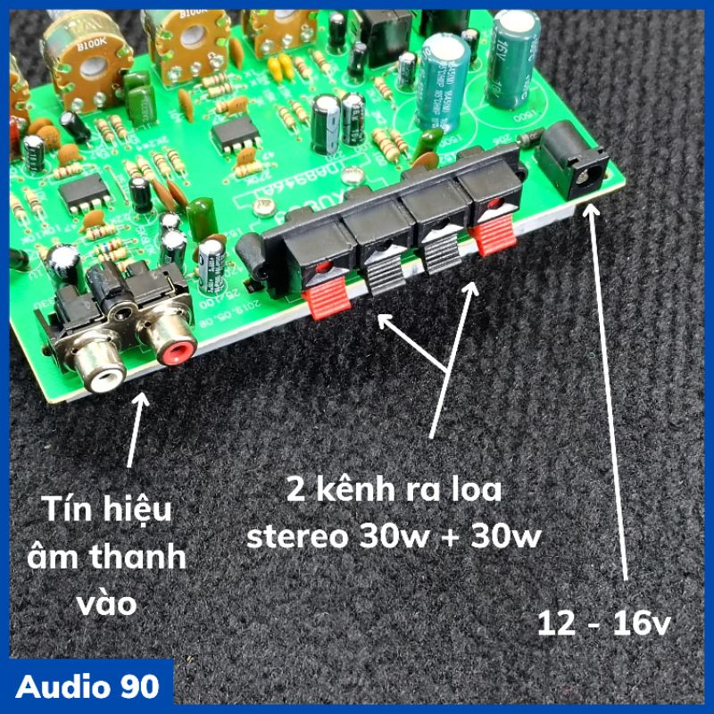 Mạch khuếch đại âm thanh 12v 2 kênh stereo 30w + 30w