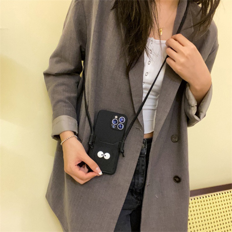 Dễ Thương Ốp Điện Thoại Có Ngăn Đựng Thẻ Và Dây Đeo Cho iphone14 / 15pro 13 11 12pro xsmax x / xs 7 / 8plus xr se2 6s se3