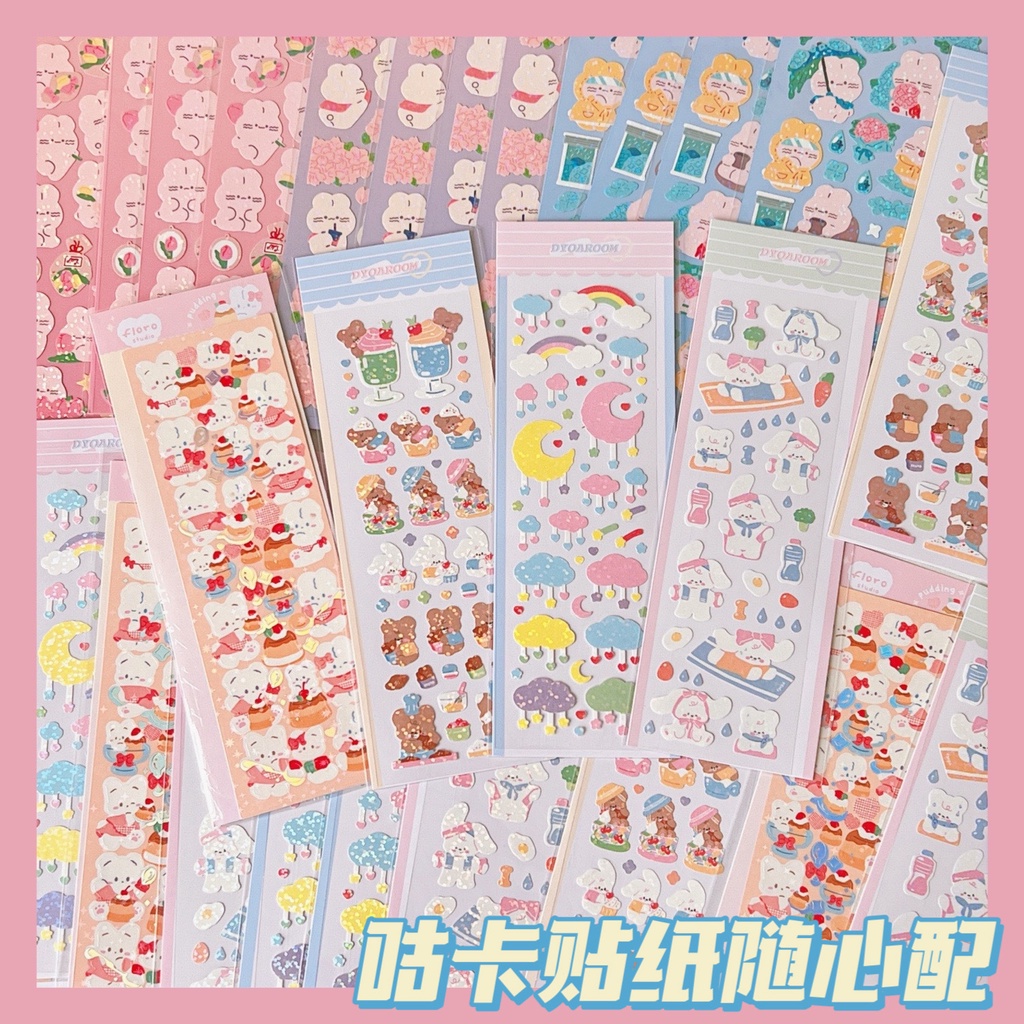 Peach 1Pcs Cute bear stickers with cartoon decorations Journal Scrapbook Decor Sticker