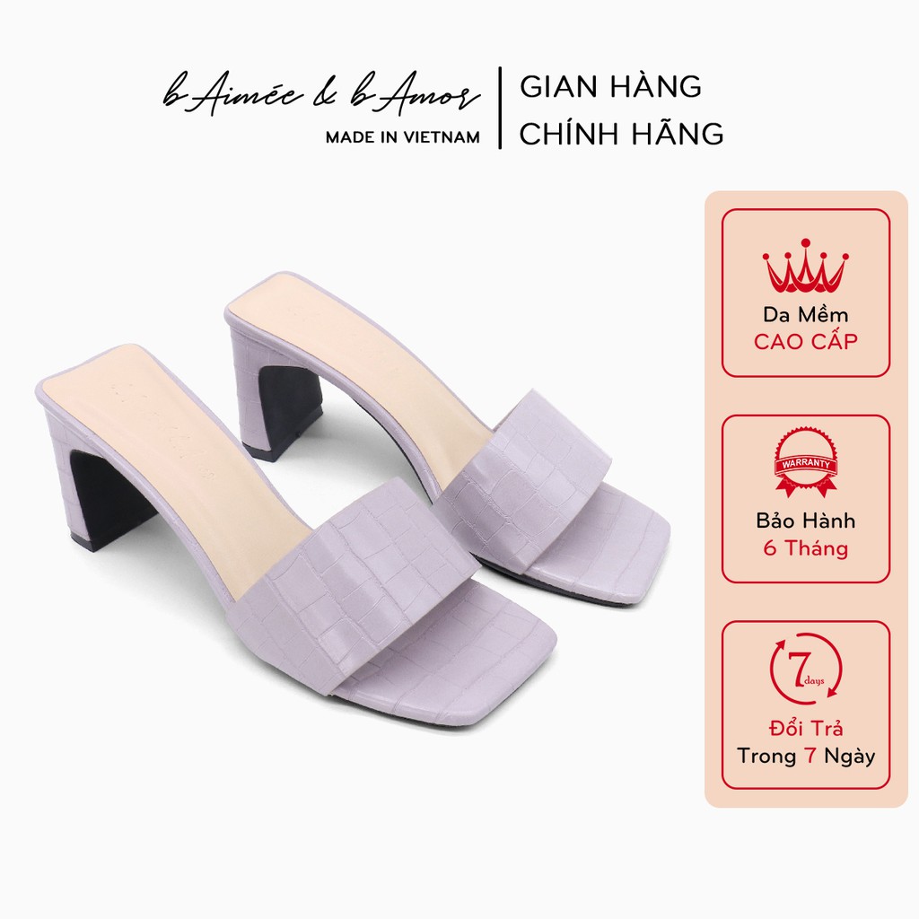 Guốc nữ cao gót đế vuông mũi vuông dáng dép sandal cao 7p quai ngang bAimée &amp; bAmor - MS1663 01