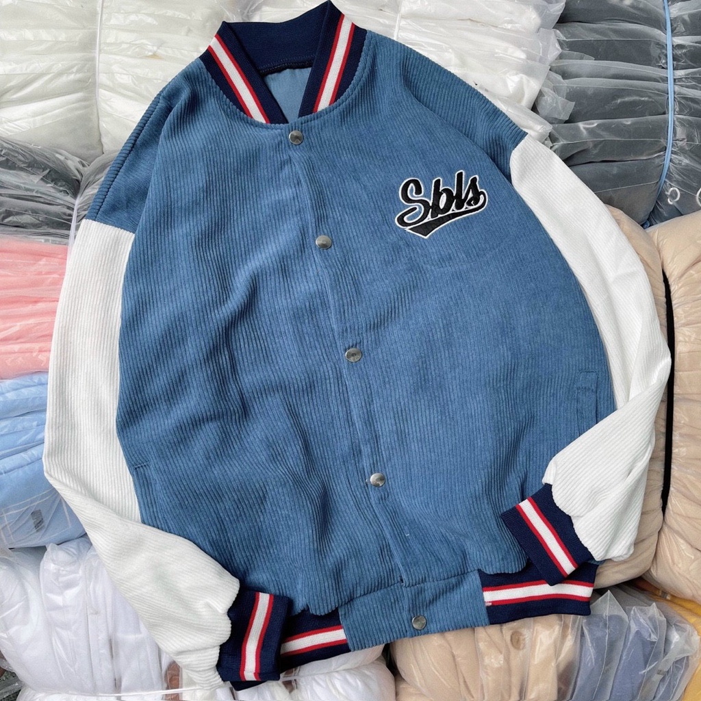 Áo Khoác Bomber Nhung Xanh Thêu Chữ Unisex Dáng Rộng Zinti AK12