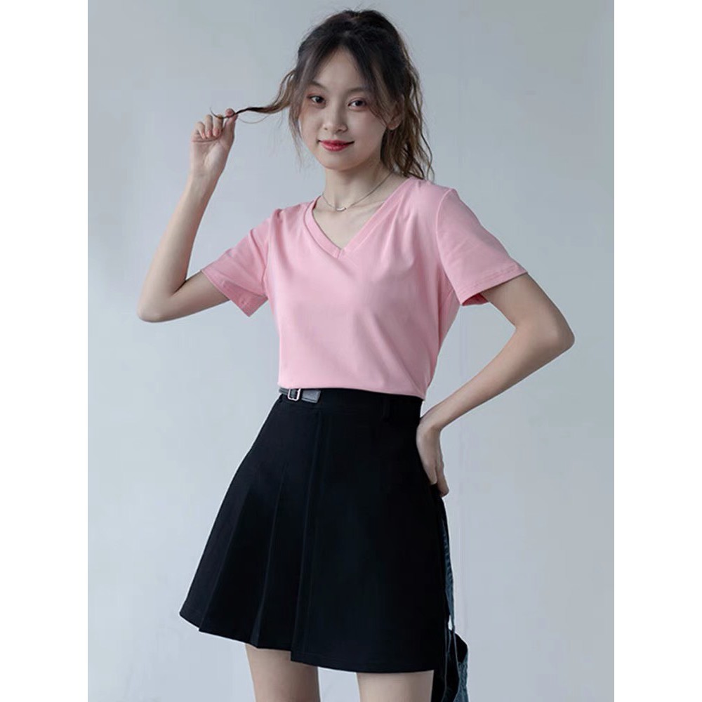 Chân váy tennis khóa cài đen trắng ngắn nữ eo cao phong cách mới ôm dáng chữ A C459