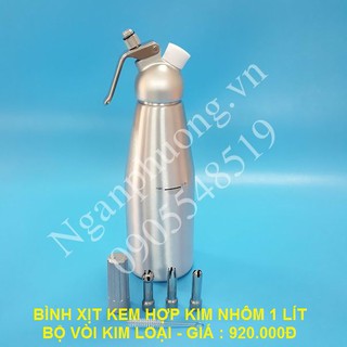 Bình xịt kem tươi Cream Whipper 1 lít nhôm hợp kim, bộ vòi kim loại