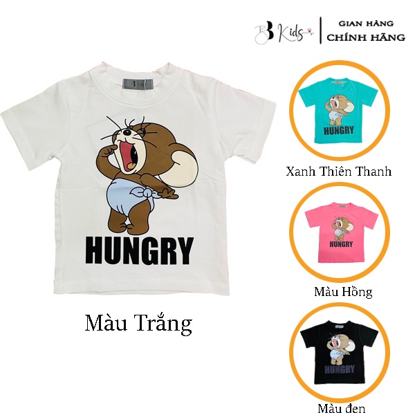 Áo Thun Ngắn Tay Cho Bé BB Kids In Hình Chuột Jerry Chất Liệu Cotton 100% Co Giãn 4 Chiều