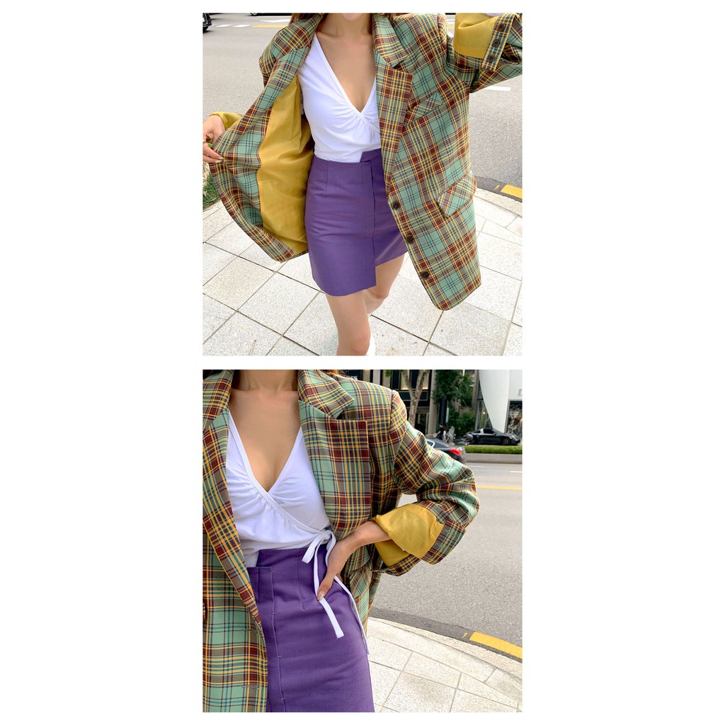 Áo Khoác Blazer Dáng Rộng Kẻ Sọc Caro Phong Cách Anh Quốc | BigBuy360 - bigbuy360.vn