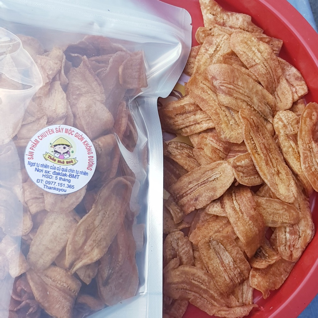 Chuối sấy giòn không đường loại 1 ngọt tự nhiên trái cây sấy khô không chất bảo quản 500g - Đồ ăn vặt ngon healthy