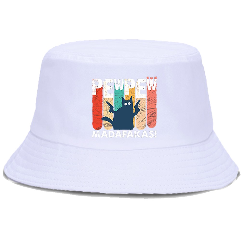 Nón bucket in họa tiết mèo phong cách hip hop thời trang mùa hè cho nam và nữ