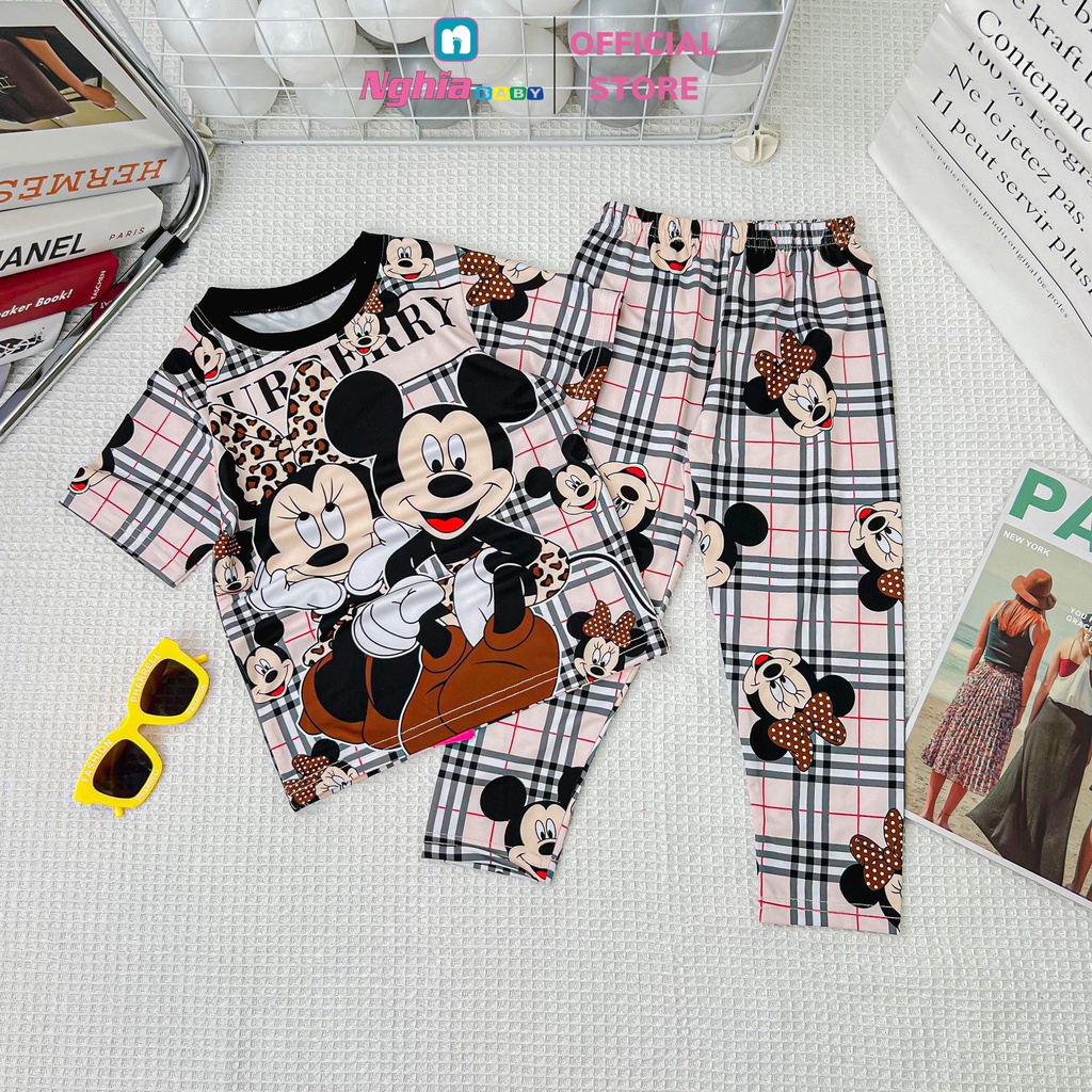 Đồ bộ bé gái thun lạnh 3d NGHĨA BABY dành cho bé từ 10-26kg