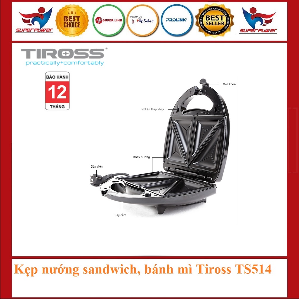 [Mã 254ELSALE giảm 7% đơn 300K] Kẹp nướng sandwich Tiross TS514