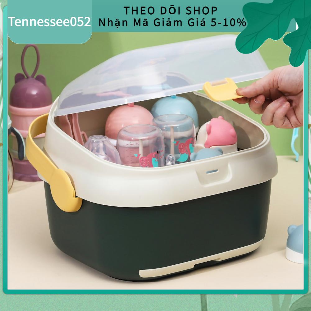 [Hàng HOT] Khay Úp Bình Sữa Có Nắp Đậy Nhựa cho bé nhỏ gọn chống bụi thoát nước【Tennessee052】